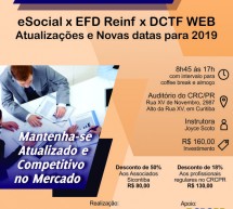 Curso 17/Janeiro: eSocial x EFD Reinf x DCTF WEB com as atualizações e novas datas para 2019